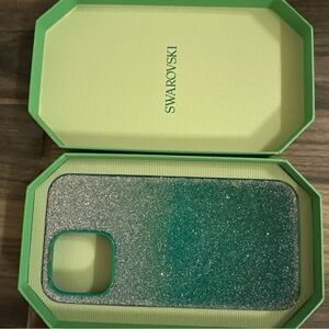 Swarovski Glittering Silver Green Ombré iPhone 14 Pro Max Case